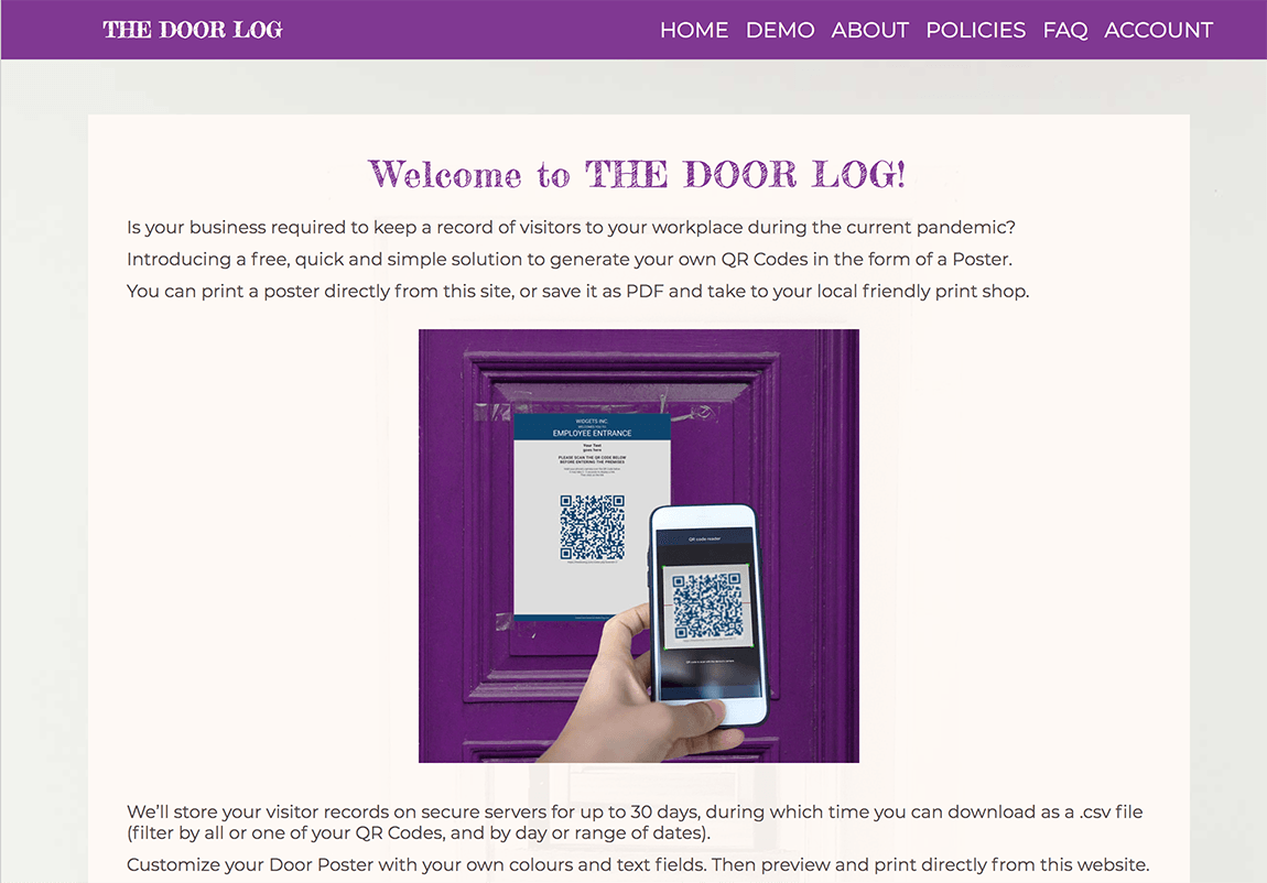 THE DOOR LOG website screenshot